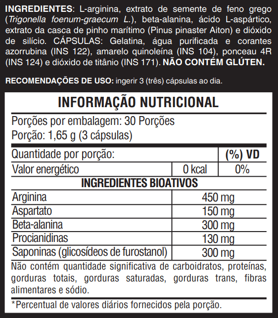 x-poten tabela nutricional composição