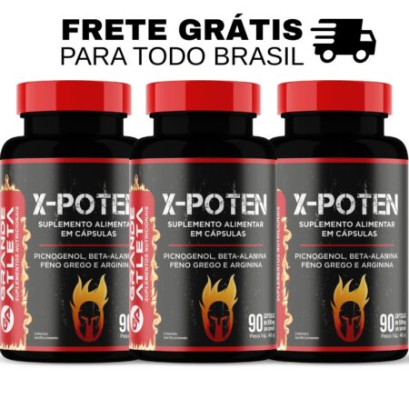 Kit 3 Potes X-Poten: Picnogenol + Feno Grego + Beta-Alanina + Arginina - 90 Caps cada