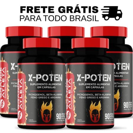 Kit 5 Potes X-Poten: Picnogenol + Feno Grego + Beta-Alanina + Arginina - 90 Caps cada