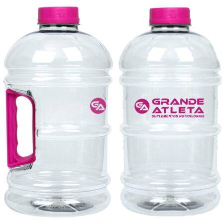 Galão Cristal com rosa 2,2 Litros com alça (Livre de BPA) - Grande Atleta