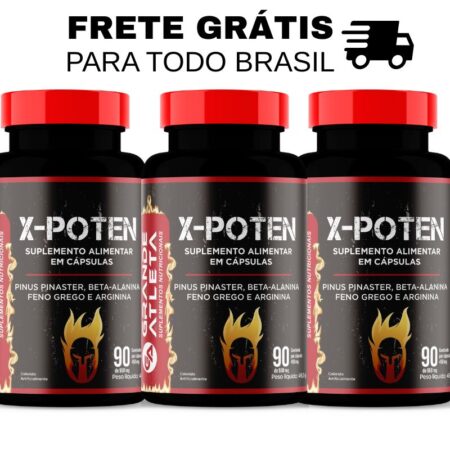 Kit 3 Potes X-Poten: Pinus Pinaster + Feno Grego + Beta-Alanina + Arginina - 90 Caps cada